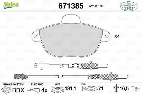 Valeo 671385 Fren Balatası Ön Citroen Xantia 2 0 2 1d 95 02