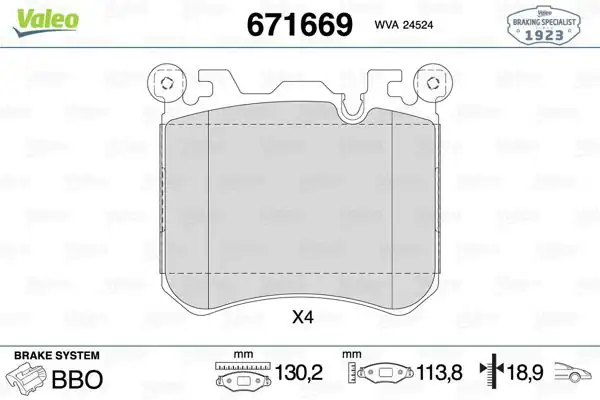 VALEO 671669 | Fren Balatası Ön BMW X5 M E70 09-X6 M E71 09 -