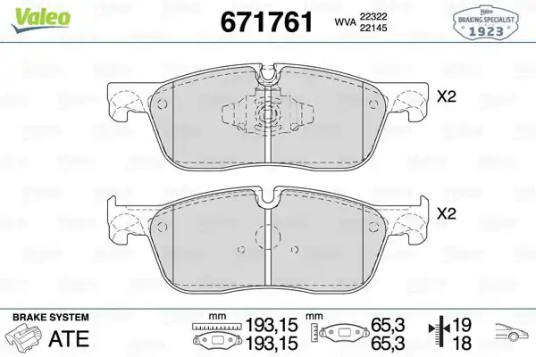 VALEO 671761 | Fren Balatası Ön 330 mm Jaguar Xe X760 2.0 15 -