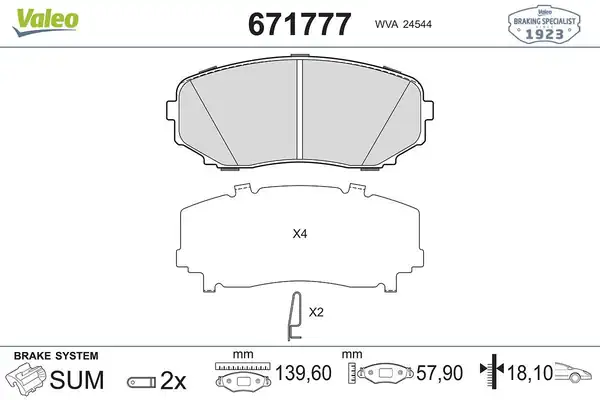 Valeo 671777 Fren Balatası Ön Mazda Cx5 2 2d 17 Cx7 2 3 2 5 2 2d 06 Cx9 2 5 3 7 07