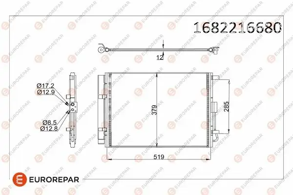 EUROREPAR 1682216680 | Klima Radyatörü i30 / Elantra / Ceed Dizel 2012 -