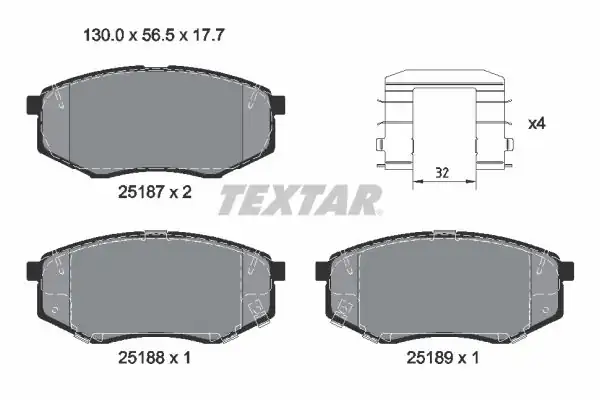 TEXTAR 2518701 | Fren Balatası İx20 Sonata Soul 10 Ön