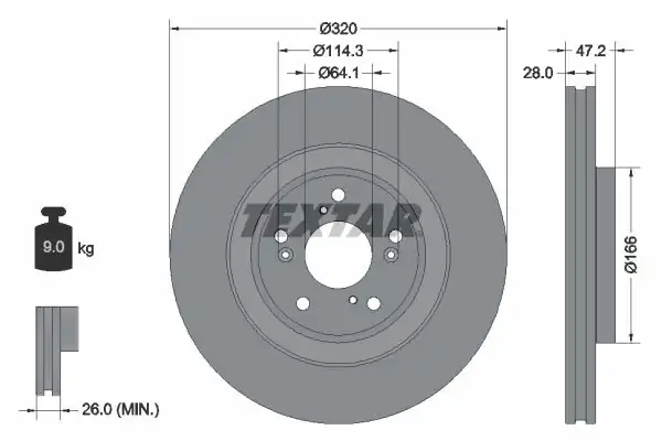 TEXTAR 92306203 | Fren Diski Cr V 16 Tkm Ön 2 Adet