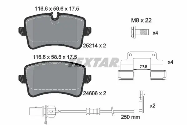 TEXTAR 2521405 | Fren Balatası VW A6 A8 2010 Arka