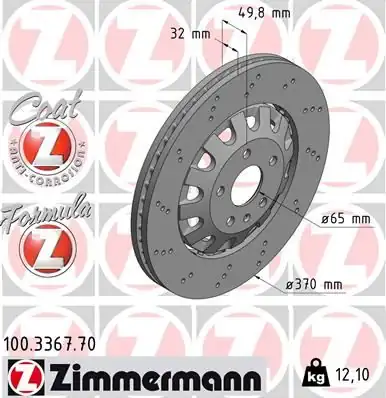 Zimmermann 100 3367 70 Fren Diski Ön Audi Tt Seat Cupra Leon Delikli 2 Adet