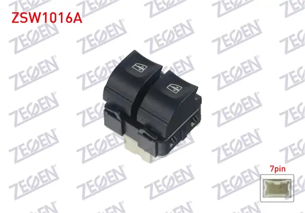 ZEGEN ZSW1016A | Cam Açma Anahtarı Çiftli Beyaz Soketli Beyaz Işık 7 Pin Renault