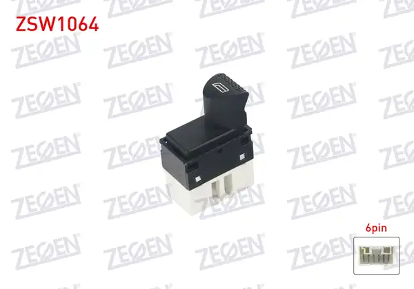 ZEGEN ZSW1064 | Cam Açma Anahtarı Tekli Beyaz 6 Pin Turuncu Işık Fiat Albea Palio Strada 1996 2005