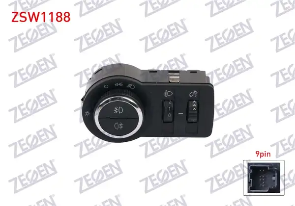 ZEGEN ZSW1188 | Far Anahtarı Krom 9 Pin On-Arka Sisli-Yukseklık Ayarlı Opel Astra J-Insignia-Cruze 2008 -