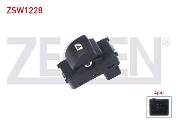 ZEGEN ZSW1228 | Cam Açma Anahtarı Tekli 4 Pin Otomatik Berlingo Partner 2008
