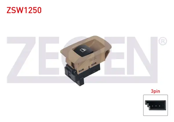 ZEGEN ZSW1250 | Cam Açma Anahtarı Tekli Bej 3 Pin Bmw 3 Serisi E90 X3 E83 2005 2011 X5 E53 2000 2007 X6 E71 E72 2008