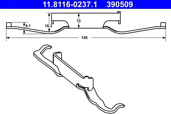 ATE 11.8116-0237.1 | Kaliper Yayı VW T4 T5 T6 Ön