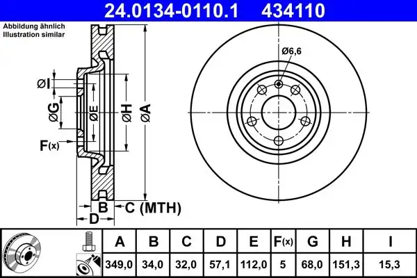 ATE 240134-01101 | Fren Aynası On A4 Q7 16 > A5 17 > A6 19 > A8 Touareg 18 > | 1 Adet