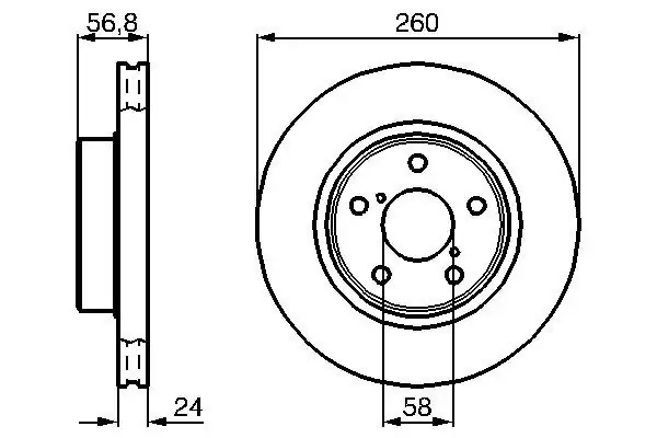 BOSCH 0986478293 | Subaru Impreza 98-10 Legacy 94-03 Ön Fren Diski 260X5 | 2 Adet
