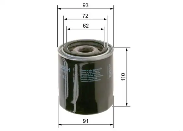 BOSCH 0986TF0072 | Yağ Filtresi H100 H1 Starex 2.5Tdcı 1997 >