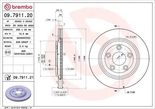 BREMBO 09.7911.21 | Fren Diski Arka UV Coated Jaguar | 2 Adet