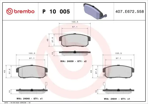 BREMBO P10005 | Fren Balatası Arka Low-Met Chevrolet
