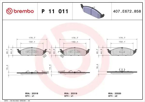 BREMBO P11011 | Fren Balatası Ön Low-Met Chrysler