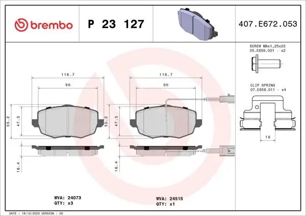 BREMBO P23127 | Fren Balatası Ön Low-Met Lancıa