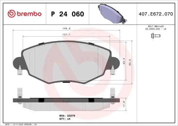 BREMBO P24060 | Disk Balata Ön Ford Mondeo 01/07 Low-Met 1 Adet