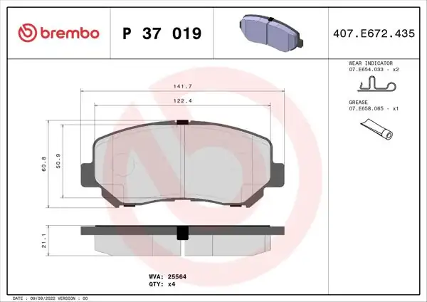 BREMBO P37019 | Fren Balatası Ön Low-Met Jeep