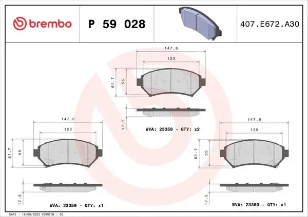 BREMBO P59028 | Fren Balatası Ön Low-Met Chevrolet