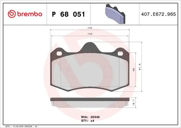 BREMBO P68051 | Fren Balatası Ön Arka Low-Met Renault