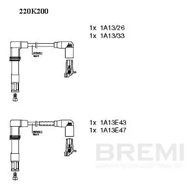 BREMI 220K200 | Buji Kablo Takımı VW Polo Cordoba Ibiza Fabia Aua AHW BBY BBZ BKY 1 4 16v 1 Adet
