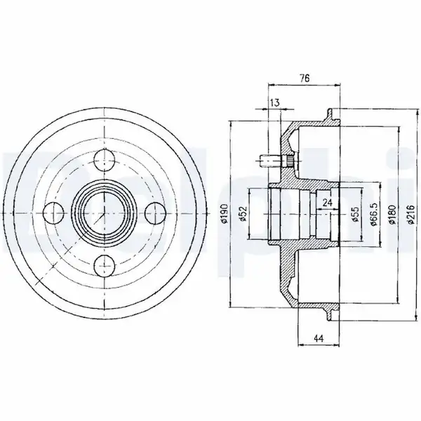 DELPHI BF329 | Kampana Arka 180 mm ABS Ford Escort Courier Fiesta Ka M 121