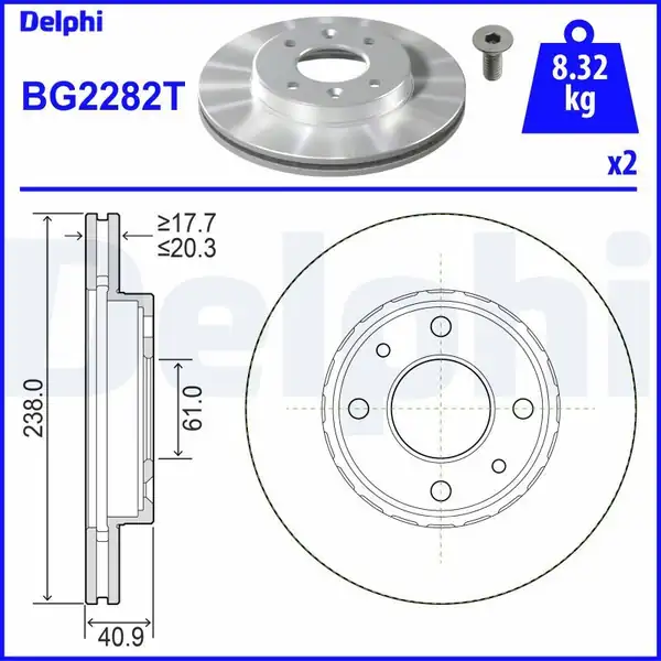 DELPHI BG2282T | Fren Diski Clio Megane Kango 90 Takım