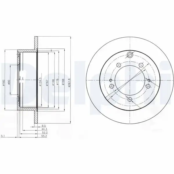 DELPHI BG3815 | Fren Disk Arka Düz-(262-5)-(Mitsubishi: PajeroPinın 99 -) | 1 Adet