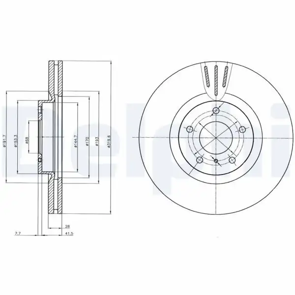 DELPHI BG4107 | Fren Diski Ön Havalı-(320-5)-(Nissan: Murano 06-12 / Infıntı: M35 06-12 3.5 / M45 06-12 4.5)