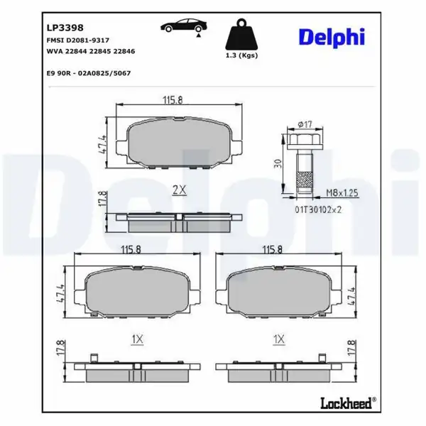 DELPHI LP3398 | Fren Balatası Arka | 1 Adet