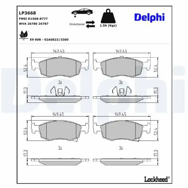 DELPHI LP3668 | Fren Balatası Ön Fiat / Lancıa 01 / 2020 -