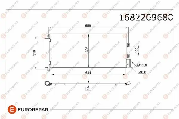Eurorepar 1682209680 Fiat Linea 1 3 JTD 1 6 Mjt 1 4 T Jet 07 Klima Radyatörü