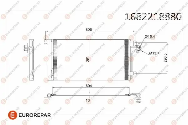 Eurorepar 1682218880 Psa Erp Klima Radyatörü VW Transporter V 7ha 7hh 7ea 7eh Multıvan V 7hm 7hn