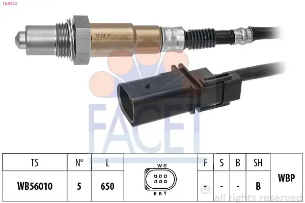 FACET 10-8552 | Facet Lambda Sensörü VW 1 6 2 0 TDI 5 Fişli Ön 650mm
