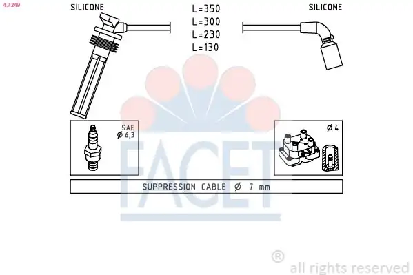 FACET 4-7249 | Buji Kablosu Takımı Chevrolet Aveo 1 2 16v