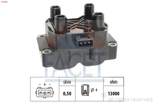 FACET 9.6068 | Ateşleme Bobini Brava Bravo Fiorino Marea Palio Tempra Tipo Scudo 1.2 / 1.4 / 1.6