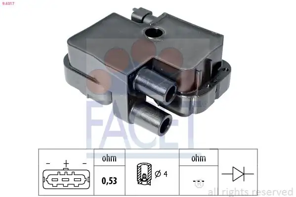 FACET 9.6317 | Ateşleme Bobini W169 04 > 12 W245 05 > 11 W202 97 > 00 W203 00 > 07 W210 97 > 02 W220 98 > 05