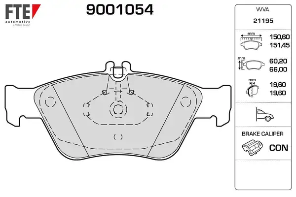FTE 9001054 | Fren Balatası Ön W202 95 00 S202 97 01 C208 97 00 W210 95 00 S210 99 03 C140 92 99 R170 00 04