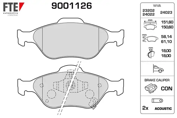 FTE 9001126 | Ön Fren Balatası Yaris 1 0vvt İ 1 3 Vvt İ D 4d 01 06 Araç Üretim Yerı Fransa