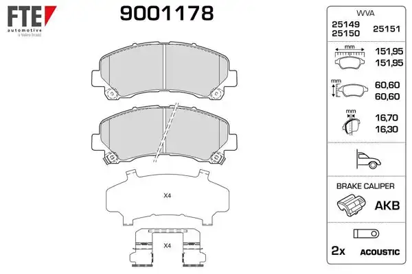 FTE 9001178 | Ön Fren Disk Balatası Isuzu D-Max 4X2 4X4 10 > 20 | 1 Adet