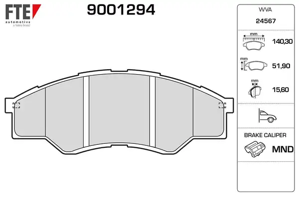 FTE 9001294 | Ön Fren Balatası Hilux III Pıckup 2 5d 4d 06 06