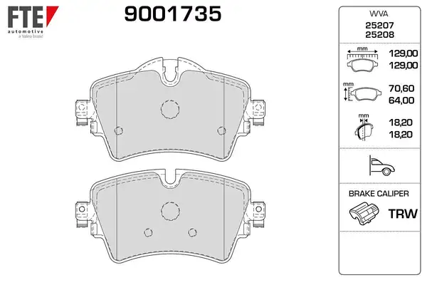 FTE 9001735 | Fren Balatası Ön Bmw F45 F46 14 Mini F55 F56 F57 13 964199