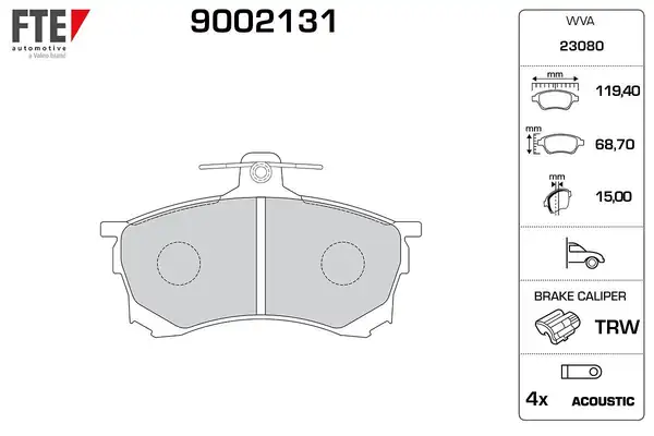 FTE 9002131 | Ön Fren Balatası Mitsubishi Carisma 1 6i 96 01