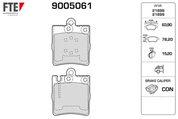 FTE 9005061 | Fren Balatası Arka W203 02 07 Cl203 02 08 C209 02 09 W210 97 02 R171 04 11