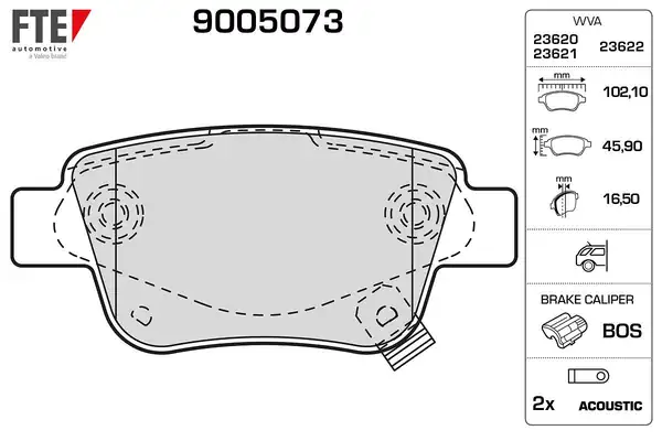 FTE 9005073 | Arka Fren Balatası Disk Toyota Avensis 1 6 03 08 Corolla Verso 04 07