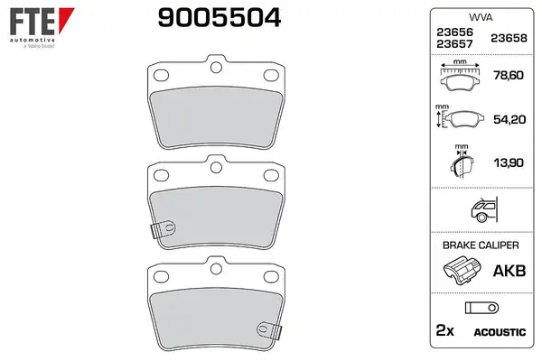 FTE 9005504 | Arka Fren Balatası Disk Rav4 00 05 Tıggo 08 12 1 Adet
