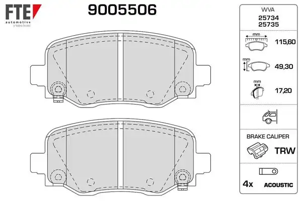 FTE 9005506 | Arka Fren Balatası Jeep Cherokee (Kl) 2.0Crd 4×4 14-2.4 4×4 13 -