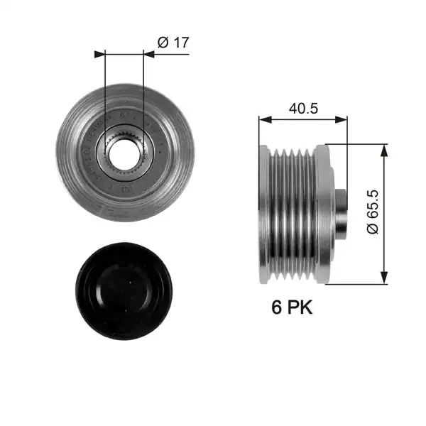 GATES OAP7032 | Alternatör Kasnağı Fiat Doblo 1.9 JTD Opel Astra H-Vectra C-Zafira B Denso